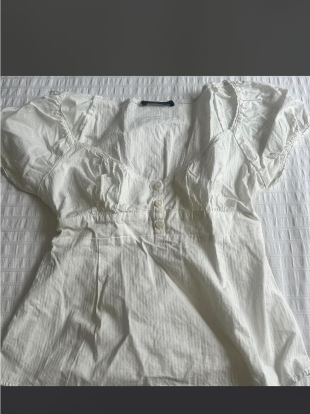 Brandy Melville White Top with Navy Brand Tag